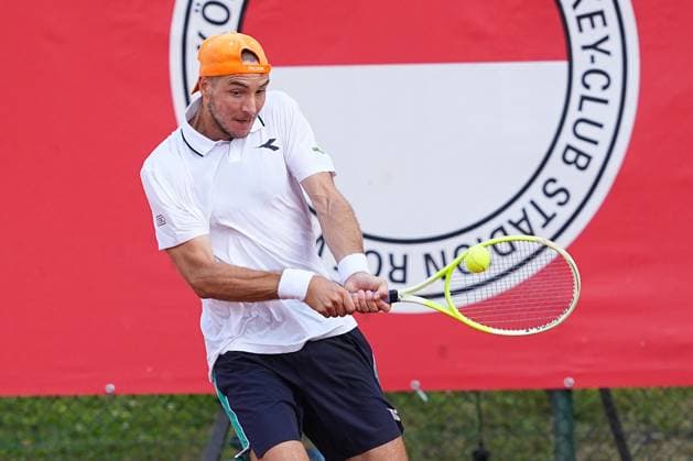 11 07 2025, xydrx, Cologne, Tennis, 1 Bundesliga Herren, Kölner THC Stadion Rot Weiss 1 TC Bredeney 1, Tennisanlage Olympiaweg Jan Lennard Struff TC Bredeney 1 Nordrhein Westfahlen Germany