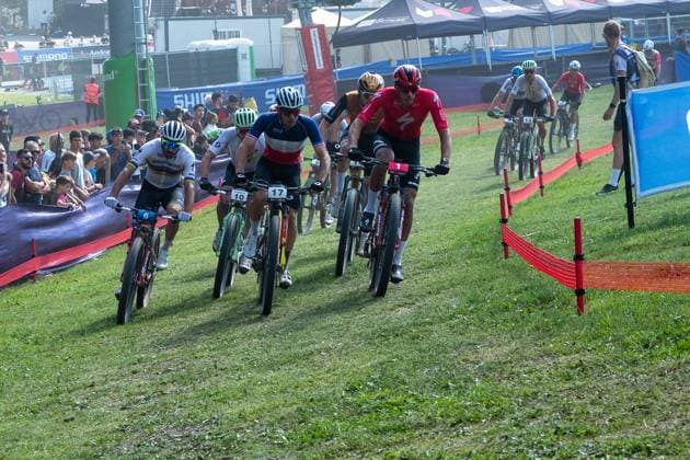 UCI Mountain Bike World Cup 2025 Cyclists compete in the CROSS-COUNTRY SHORT TRACK Men Elite during the UCI Mountain Bike World Cup Andorra 2025 in Pal Arinsal, Andorra, on July 11, 2025. Pal Andorra  Copyright: xMartinxSilvaxCosentinox originalFilename:silvacosentino-cyclists250711_npq5O.jpg