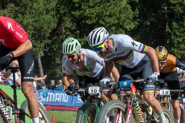 UCI Mountain Bike World Cup 2025 Cyclists compete in the CROSS-COUNTRY SHORT TRACK Men Elite during the UCI Mountain Bike World Cup Andorra 2025 in Pal Arinsal, Andorra, on July 11, 2025. Pal Andorra  Copyright: xMartinxSilvaxCosentinox originalFilename:silvacosentino-cyclists250711_npFTH.jpg