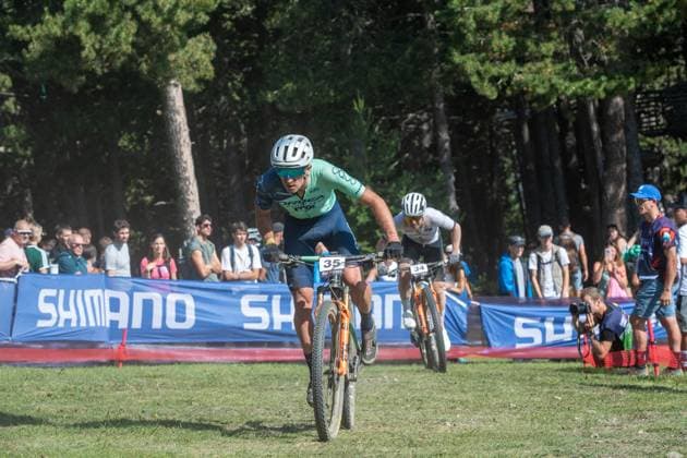 UCI Mountain Bike World Cup 2025 Cyclists compete in the CROSS-COUNTRY SHORT TRACK Men Elite during the UCI Mountain Bike World Cup Andorra 2025 in Pal Arinsal, Andorra, on July 11, 2025. Pal Andorra  Copyright: xMartinxSilvaxCosentinox originalFilename:silvacosentino-cyclists250711_npgf1.jpg