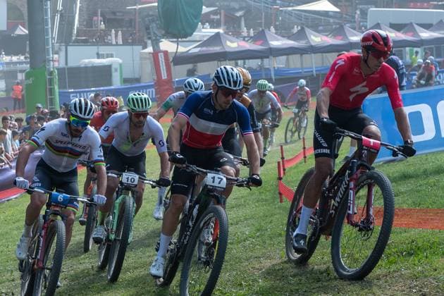 UCI Mountain Bike World Cup 2025 Cyclists compete in the CROSS-COUNTRY SHORT TRACK Men Elite during the UCI Mountain Bike World Cup Andorra 2025 in Pal Arinsal, Andorra, on July 11, 2025. Pal Andorra  Copyright: xMartinxSilvaxCosentinox originalFilename:silvacosentino-cyclists250711_npJsL.jpg