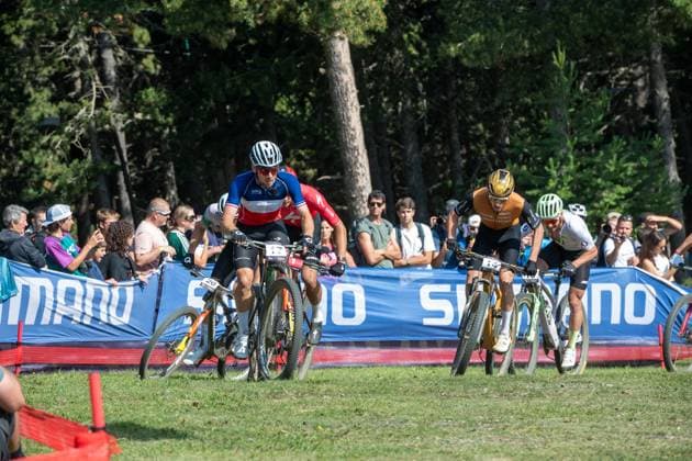UCI Mountain Bike World Cup 2025 Cyclists compete in the CROSS-COUNTRY SHORT TRACK Men Elite during the UCI Mountain Bike World Cup Andorra 2025 in Pal Arinsal, Andorra, on July 11, 2025. Pal Andorra  Copyright: xMartinxSilvaxCosentinox originalFilename:silvacosentino-cyclists250711_npS2z.jpg