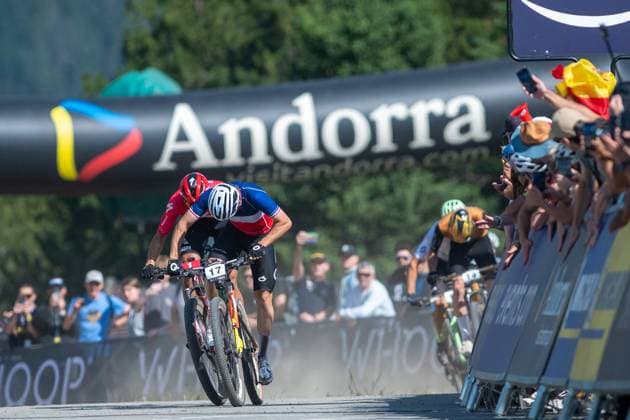 UCI Mountain Bike World Cup 2025 Cyclists compete in the CROSS-COUNTRY SHORT TRACK Men Elite during the UCI Mountain Bike World Cup Andorra 2025 in Pal Arinsal, Andorra, on July 11, 2025. Pal Andorra  Copyright: xMartinxSilvaxCosentinox originalFilename:silvacosentino-cyclists250711_npSqX.jpg