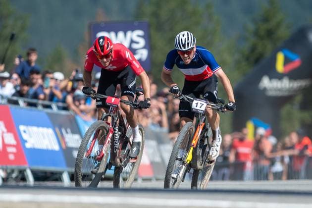 UCI Mountain Bike World Cup 2025 Cyclists compete in the CROSS-COUNTRY SHORT TRACK Men Elite during the UCI Mountain Bike World Cup Andorra 2025 in Pal Arinsal, Andorra, on July 11, 2025. Pal Andorra  Copyright: xMartinxSilvaxCosentinox originalFilename:silvacosentino-cyclists250711_npTaH.jpg