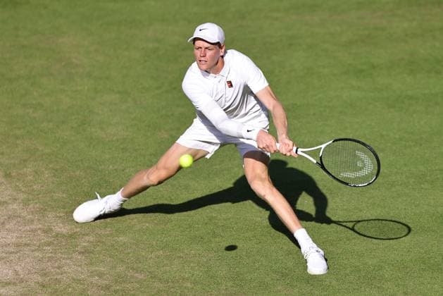 Jannik Sinner, ITA, during semifinal of 2025 All England Lawn Tennis Championships at Wimbledon, mens singles, London, 11 07 2025