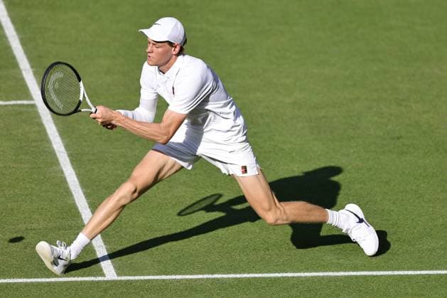 Jannik Sinner, ITA, during semifinal of 2025 All England Lawn Tennis Championships at Wimbledon, mens singles, London, 11 07 2025