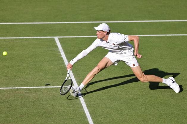 Jannik Sinner, ITA, during semifinal of 2025 All England Lawn Tennis Championships at Wimbledon, mens singles, London, 11 07 2025