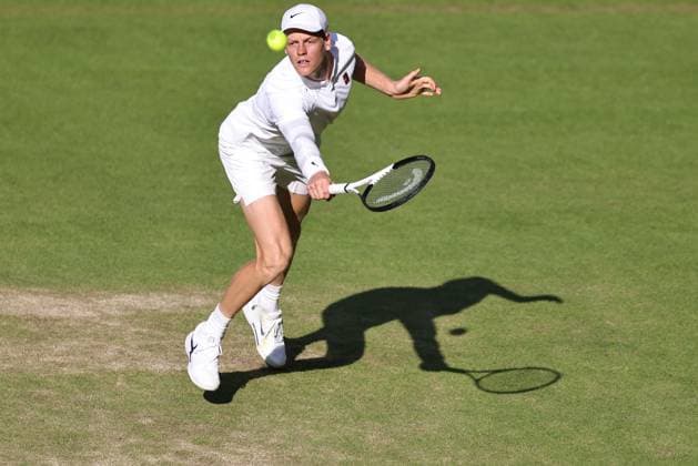 Jannik Sinner, ITA, during semifinal of 2025 All England Lawn Tennis Championships at Wimbledon, mens singles, London, 11 07 2025