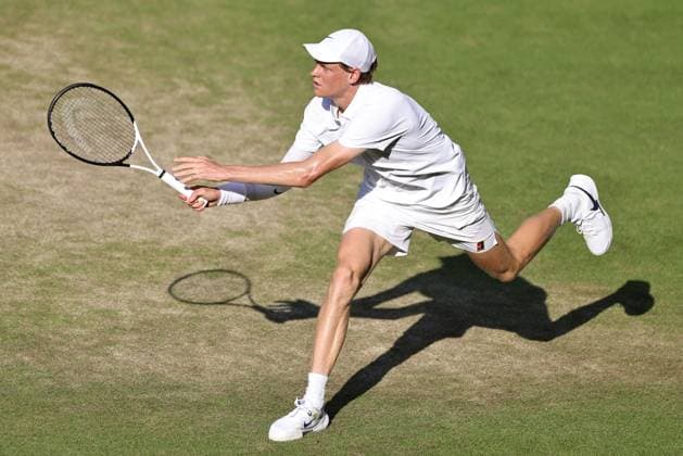 Jannik Sinner, ITA, during semifinal of 2025 All England Lawn Tennis Championships at Wimbledon, mens singles, London, 11 07 2025