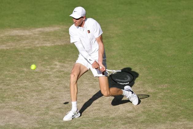 Jannik Sinner, ITA, during semifinal of 2025 All England Lawn Tennis Championships at Wimbledon, mens singles, London, 11 07 2025
