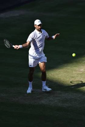 Novak Djokovic, SRB, during semifinal of 2025 All England Lawn Tennis Championships at Wimbledon, mens singles, London, 11 07 2025