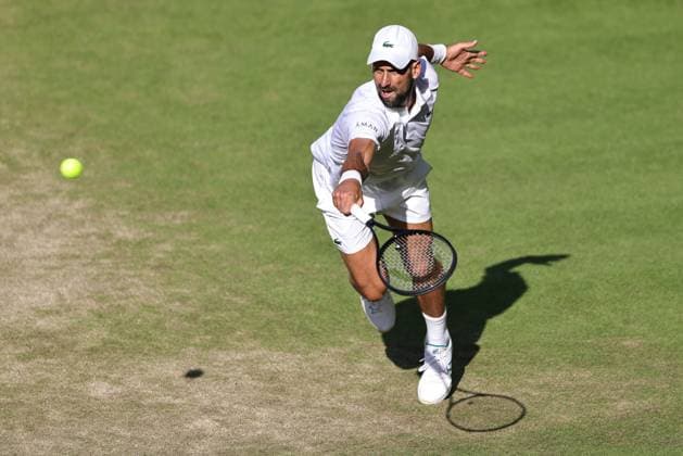 Novak Djokovic, SRB, during semifinal of 2025 All England Lawn Tennis Championships at Wimbledon, mens singles, London, 11 07 2025