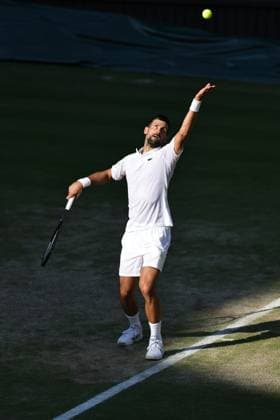 Novak Djokovic, SRB, during semifinal of 2025 All England Lawn Tennis Championships at Wimbledon, mens singles, London, 11 07 2025