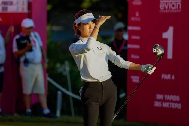 EVIAN-LES-BAINS, FRANCE - 11.07.2025: Muni He (CHN) of The Amundi Evian Championship at the Evian Resort Golf Club on July 11, 2025 in Evian-les-Bains, France.