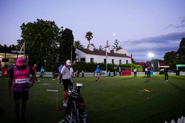 July 12, 2025, Cadiz, Cadiz, SPAIN: Several players practice at putting green during day one resume game for weather yesterday of the LIV Golf Andalucia at Golf Club Royal of Valderrama on July 12, 2025 in Cadiz, Spain. Cadiz SPAIN - ZUMAa181 20250712_zaa_a181_001 Copyright: xJoaquinxCorcherox