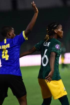 OUJDA, MOROCCO - JULY 11: Linda Noxolo Cesane of South Africa and Lidya Kabambo of Tanzania during the 2025 Women s Africa Cup of Nations (WAFCON) match between Tanzania and South Africa at Honor Stadium on July 11, 2025 in Oujda, Morocco. (Photo by Seyi Victor Gallo Images Copyright: xx