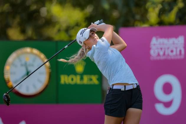 EVIAN-LES-BAINS, FRANCE - 11.07.2025: Gianna Clemente (USA) of The Amundi Evian Championship at the Evian Resort Golf Club on July 11, 2025 in Evian-les-Bains, France.