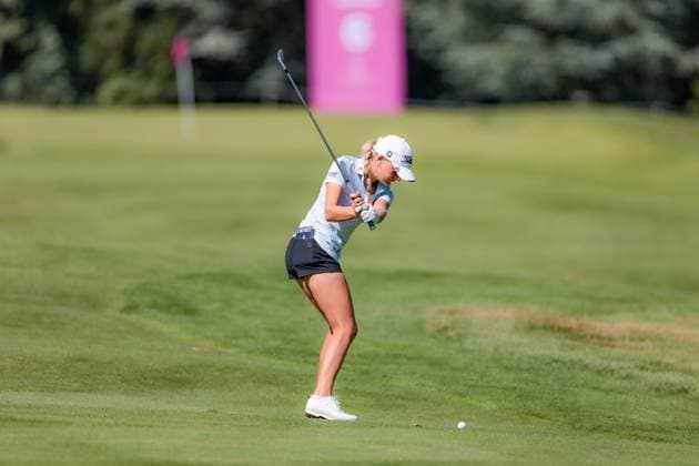 EVIAN-LES-BAINS, FRANCE - 11.07.2025: Gianna Clemente (USA) of The Amundi Evian Championship at the Evian Resort Golf Club on July 11, 2025 in Evian-les-Bains, France.
