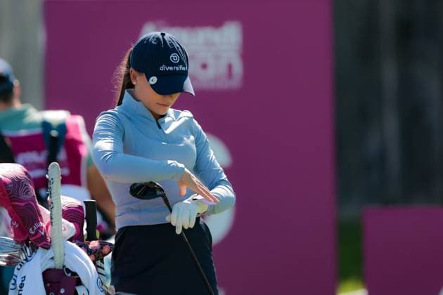 EVIAN-LES-BAINS, FRANCE - 11.07.2025: Aline Krauter (GER) of The Amundi Evian Championship at the Evian Resort Golf Club on July 11, 2025 in Evian-les-Bains, France.