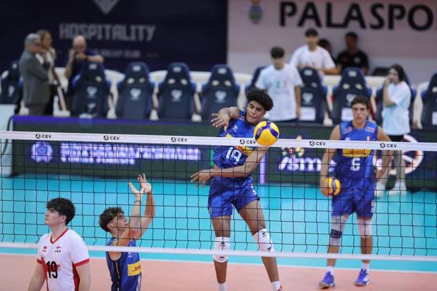 VOLLEY - Evento - Men s U22 European Championship, EM, Europameisterschaft Qualification Tournament - Italy vs England Adeola Gioele Taiwo (Italy) during Men s U22 European Championship Qualification Tournament - Italy vs England, Events in Cisterna Latina, Italy, July 11 2025 Cisterna Latina Italy  Copyright: xIPAxSport ABACAx