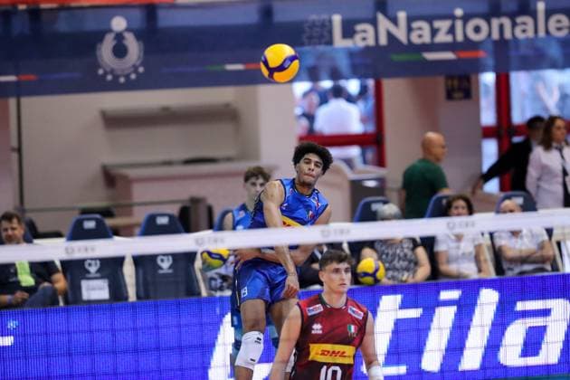 VOLLEY - Evento - Men s U22 European Championship, EM, Europameisterschaft Qualification Tournament - Italy vs England Adeola Gioele Taiwo (Italy) during Men s U22 European Championship Qualification Tournament - Italy vs England, Events in Cisterna Latina, Italy, July 11 2025 Cisterna Latina Italy  Copyright: xIPAxSport ABACAx