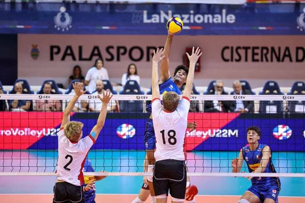 VOLLEY - Evento - Men s U22 European Championship, EM, Europameisterschaft Qualification Tournament - Italy vs England Adeola Gioele Taiwo (Italy) during Men s U22 European Championship Qualification Tournament - Italy vs England, Events in Cisterna Latina, Italy, July 11 2025 Cisterna Latina Italy  Copyright: xIPAxSport ABACAx