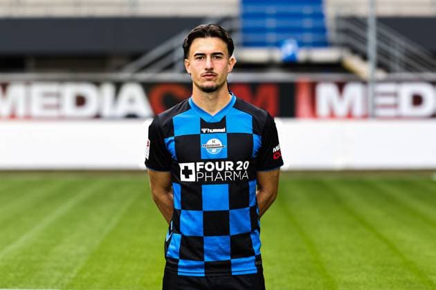 Joel Vega, SC Paderborn 2 Soccer Bundesliga portrait appointment 2 BL 2025 2026 official photo appointment SC Paderborn in the Home Deluxe Arena in Paderborn portrait, portrait, single picture, Germany, soccer, men, GER, 11 07 2025 Christian Schroedter