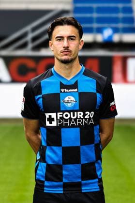 Joel Vega, SC Paderborn 2 Soccer Bundesliga portrait appointment 2 BL 2025 2026 official photo appointment SC Paderborn in the Home Deluxe Arena in Paderborn portrait, portrait, single picture, Germany, soccer, men, GER, 11 07 2025 Christian Schroedter