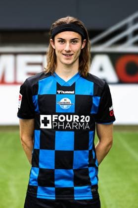 Bennit Bröger, SC Paderborn 2 Soccer Bundesliga portrait appointment 2 BL 2025 2026 official photo appointment SC Paderborn in the Home Deluxe Arena in Paderborn portrait, portrait, single picture, Germany, soccer, men, GER, 11 07 2025 Christian Schroedter