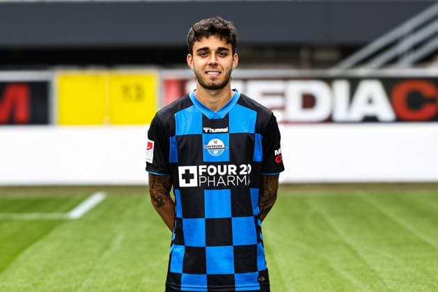 Lucas Copado, SC Paderborn 2 Soccer Bundesliga portrait appointment 2 BL 2025 2026 official photo appointment SC Paderborn in the Home Deluxe Arena in Paderborn portrait, portrait, single picture, Germany, soccer, men, GER, 11 07 2025 Christian Schroedter