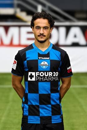 Mika Baur, SC Paderborn 2 Soccer Bundesliga portrait appointment 2 BL 2025 2026 official photo appointment SC Paderborn in the Home Deluxe Arena in Paderborn portrait, portrait, single picture, Germany, soccer, men, GER, 11 07 2025 Christian Schroedter