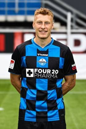 Laurin Curda, SC Paderborn 2 Soccer Bundesliga portrait appointment 2 BL 2025 2026 official photo appointment SC Paderborn in the Home Deluxe Arena in Paderborn portrait, portrait, single picture, Germany, soccer, men, GER, 11 07 2025 Christian Schroedter