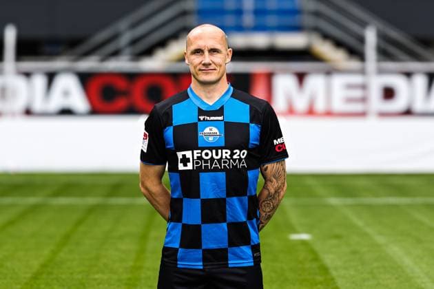 Sven Michel, SC Paderborn 2 Soccer Bundesliga portrait appointment 2 BL 2025 2026 official photo appointment SC Paderborn in the Home Deluxe Arena in Paderborn portrait, portrait, single picture, Germany, soccer, men, GER, 11 07 2025 Christian Schroedter