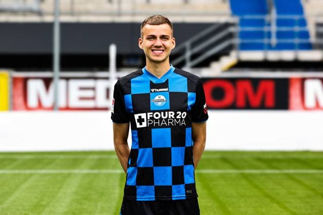 Filip Bilbija, SC Paderborn 2 Soccer Bundesliga portrait appointment 2 BL 2025 2026 official photo appointment SC Paderborn in the Home Deluxe Arena in Paderborn portrait, portrait, single picture, Germany, soccer, men, GER, 11 07 2025 Christian Schroedter
