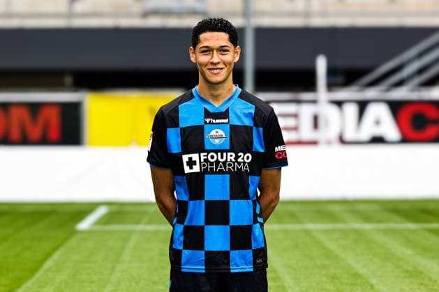 Santiago Castaneda, SC Paderborn 2 Soccer Bundesliga portrait appointment 2 BL 2025 2026 official photo appointment SC Paderborn in the Home Deluxe Arena in Paderborn portrait, portrait, single picture, Germany, soccer, men, GER, 11 07 2025 Christian Schroedter