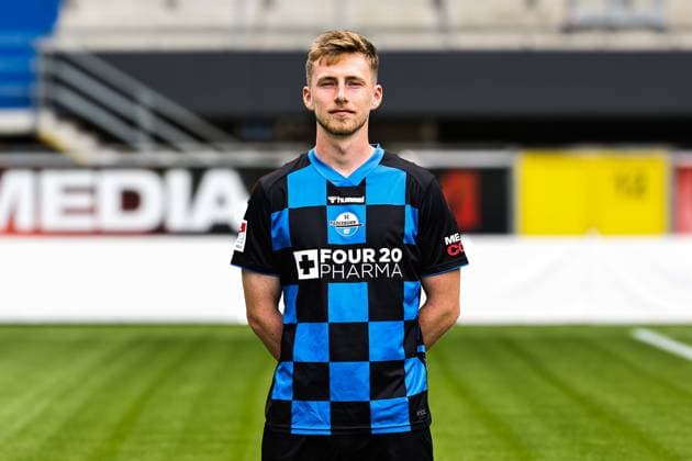 Tjark Scheller, SC Paderborn 2 Soccer Bundesliga portrait appointment 2 BL 2025 2026 official photo appointment SC Paderborn in the Home Deluxe Arena in Paderborn portrait, portrait, single picture, Germany, soccer, men, GER, 11 07 2025 Christian Schroedter