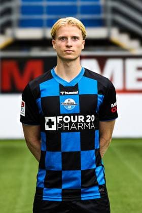 Anton Bäuerle, SC Paderborn 2 Soccer Bundesliga portrait appointment 2 BL 2025 2026 official photo appointment SC Paderborn in the Home Deluxe Arena in Paderborn portrait, portrait, single picture, Germany, soccer, men, GER, 11 07 2025 Christian Schroedter