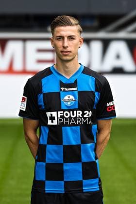 Nick Bätzner, SC Paderborn 2 Fußball Bundesliga portrait appointment 2 BL 2025 2026 official photo appointment SC Paderborn in the Home Deluxe Arena in Paderborn portrait, portrait, single image, Germany, football, men, GER, 11 07 2025 Christian Schroedter