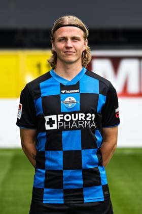 Felix Götze, SC Paderborn 2 Soccer Bundesliga portrait appointment 2 BL 2025 2026 official photo appointment SC Paderborn in the Home Deluxe Arena in Paderborn portrait, portrait, single picture, Germany, soccer, men, GER, 11 07 2025 Christian Schroedter