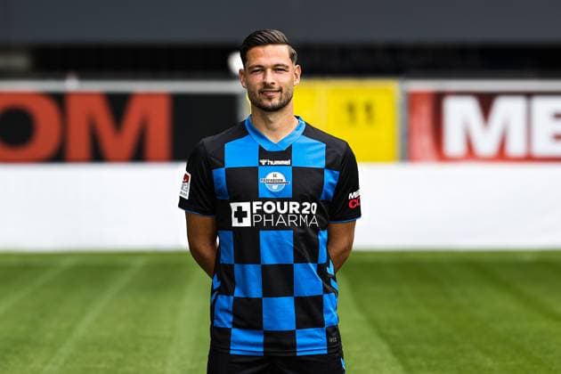 Marcel Hoffmeier, SC Paderborn 2 Soccer Bundesliga portrait appointment 2 BL 2025 2026 official photo appointment SC Paderborn in the Home Deluxe Arena in Paderborn portrait, portrait, single picture, Germany, soccer, men, GER, 11 07 2025 Christian Schroedter