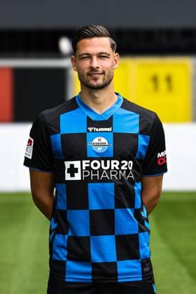 Marcel Hoffmeier, SC Paderborn 2 Soccer Bundesliga portrait appointment 2 BL 2025 2026 official photo appointment SC Paderborn in the Home Deluxe Arena in Paderborn portrait, portrait, single picture, Germany, soccer, men, GER, 11 07 2025 Christian Schroedter