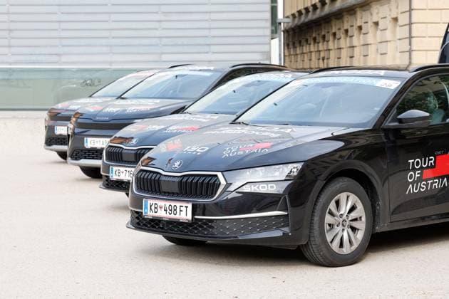 CYCLING - Tour of Austria 2025 INNSBRUCK,AUSTRIA,12.JUL.25 - CYCLING - Tour of Austria, stage 3, Innsbruck - Kuehtai. Image shows cars with the lettering of Tour of Austria.  GEPAxpictures xMichaelxKristen