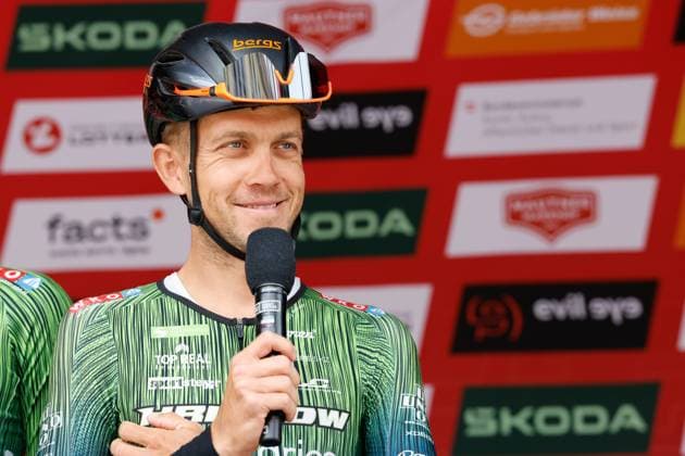 CYCLING - Tour of Austria 2025 INNSBRUCK,AUSTRIA,12.JUL.25 - CYCLING - Tour of Austria, stage 3, Innsbruck - Kuehtai. Image shows Riccardo Zoidl (AUT Hrinkow Advarics) during an interview .  GEPAxpictures xMichaelxKristen