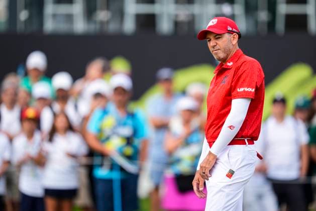 July 12, 2025, Cadiz, Cadiz, SPAIN: Sergio Garcia of Fireball team looks on during day one resume game for weather yesterday of the LIV Golf Andalucia at Golf Club Royal of Valderrama on July 12, 2025 in Cadiz, Spain. Cadiz SPAIN - ZUMAa181 20250712_zaa_a181_040 Copyright: xJoaquinxCorcherox
