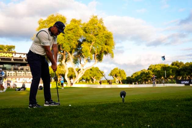 July 12, 2025, Cadiz, Cadiz, SPAIN: Bryson Dechambeau of Crushers team in actions during day one resume game for weather yesterday of the LIV Golf Andalucia at Golf Club Royal of Valderrama on July 12, 2025 in Cadiz, Spain. Cadiz SPAIN - ZUMAa181 20250712_zaa_a181_072 Copyright: xJoaquinxCorcherox