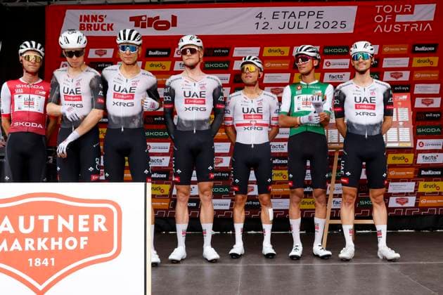 CYCLING - Tour of Austria 2025 INNSBRUCK,AUSTRIA,12.JUL.25 - CYCLING - Tour of Austria, stage 3, Innsbruck - Kuehtai. Image shows team UAE Team Emirates XRG.  GEPAxpictures xMichaelxKristen