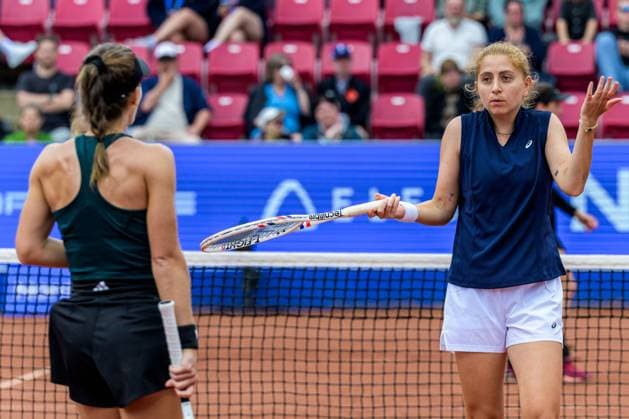 250712 Berfu Cengiz of Turkey reacts during the double final of Nordea Open on July 12, 2025 in Bastad Photo Mathilda Schuler BILDBYRAN kod MA MA0844 tennis wta 125 nordea open dubbelfinal dam bbeng  Copyright: MATHILDAxSCHULER BB250712MA016