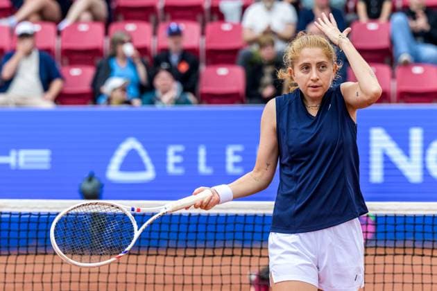 250712 Berfu Cengiz of Turkey reacts during the double final of Nordea Open on July 12, 2025 in Bastad Photo Mathilda Schuler BILDBYRAN kod MA MA0844 tennis wta 125 nordea open dubbelfinal dam bbeng  Copyright: MATHILDAxSCHULER BB250712MA017