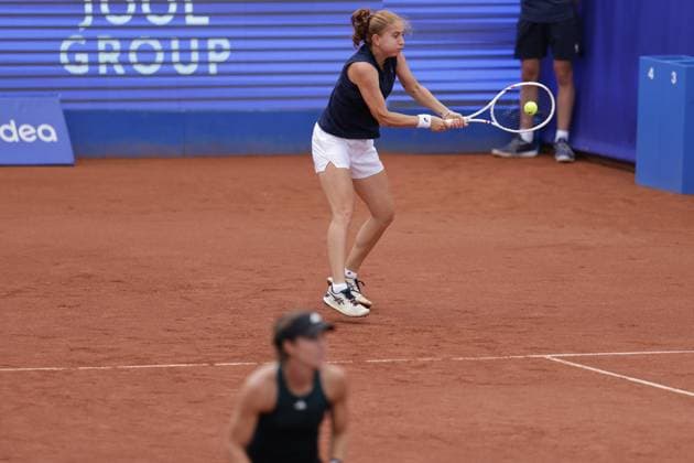 BASTAD, SWEDEN 20250712 Berfu Cengiz, Turkey, and Irene Burillo, Spain, during Saturdays womens doubles final at the Nordea Open tennis tournament in Bastad BASTAD SWEDEN x9200x  Copyright: xBjörnxLarssonxRosvall TTx NORDEA OPEN 2025