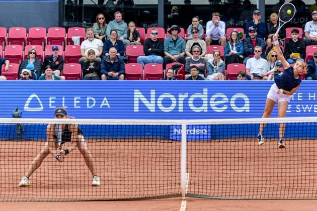 250712 Irene Burillo of Spain and Berfu Cengiz of Turkey during the double final of Nordea Open on July 12, 2025 in Bastad Photo Mathilda Schuler BILDBYRAN kod MA MA0844 tennis wta 125 nordea open dubbelfinal dam bbeng  Copyright: MATHILDAxSCHULER BB250712MA022